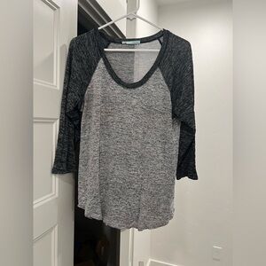 Maurices Gray and Black Raglan 3/4 Sleeve Tee